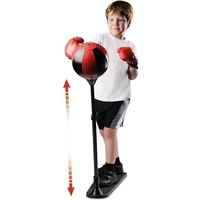 Jucarie Interactiva, Flippy, Model Sfera de Box de Picior, Manusi Incluse, Inaltime Reglabila, +3 Ani, 120 x 25 x 52.5 cm, Rosu/ Negru