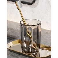 Cana de Apa pentru Clatit, Flippy, pentru Periuta de Dinti, 200 ml, 10.4 x 7.3 cm, Gri Transparent