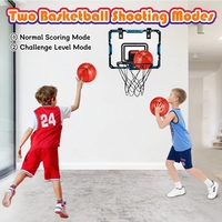 Cos de Baschet pentru Copii, Flippy, cu Tablou de Bord Electronic, Minge, Pompa, 2 Moduri, Interior/Exterior, Inel Metalic si Rabatabil cu Arc, Luminos, 41x31x5 cm, Multicolor