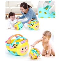 Jucarie Minge pentru Bebelusi, Flippy, pentru Dentitie, Interactiva, 0-12 Luni, Galben-Multicolor