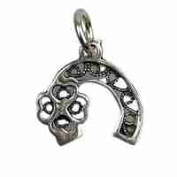 Pandantiv din Argint 925 Potcoava Filigran cu Trifoi