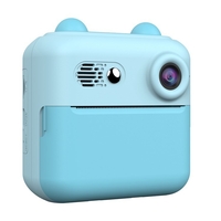 Camera Instantanee pentru Copii, Flippy, cu Functie de Printare, Cablu USB-C, Bluetooth, compatibil iOS/Android, Imprimare APP, Model Urechi, Snur Subtire Inclus, Albastru