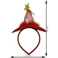 Bentita/cerc tip palarie de Craciun, culoare rosie cu led, marime standard, Flippy
