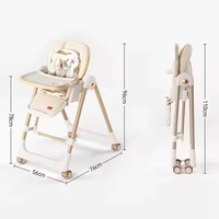 Scaun de Masa 2in1, Flippy, pentru Copii 6 luni - 4 Ani, Pliabil, cu Roti, Balansoar, Leagan, Reglabil, Tava de Masa Dubla, Centura in 5 Puncte, 96 x 56 x 76 cm, Sampanie