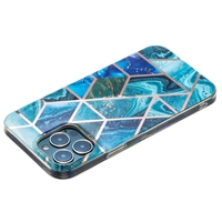 Husa protectie Flippy compatibila cu Samsung Galaxy S21 5G Soft IMD TPU Marble Geometric Albastru