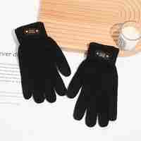 Manusi de Barbat, Flippy, Model Tricotat, Functie Touchscreen (ecran tactil), Material Acril, Manseta Elastica, Interior Catifelat, Marime Universala, Negru