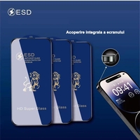 Folie Sticla securizata electrostatica Flippy pentru Samsung A14 5G, Sticla ESD, Top Glass, Anti-static, Negru