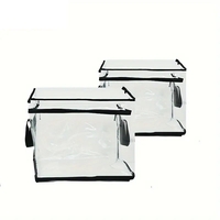 Cutie de Depozitare, Flippy, din PVC + Textil, Rezistenta la Apa, Geanta pentru Carti, 32x24x25 cm, Transparent-Negru