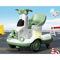 Masinuta Electrica, Flippy, pe 4 Roti, cu Telecomanda, Lumini Led si Muzica, +2 ani, Inaltime Reglabila, Verde