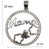 Pandantiv, Jolie Silver, Argint 925, Model Mama (cerc cu flori), Zirconiu, 22 x 22 mm, 3 g