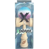Jucarie Interactiva Kendama X Profesionala, Flippy, din Lemn cu Bila cu Invelis din Cauciuc, 18 cm, Joc de Indemanare pentru Copii si Adulti, Gradient Albastru Alb Mov