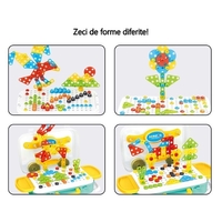 Jucarie educativa pentru copii, Flippy, Set 258 piese, 6 in 1, Valiza cu bormasina, Multicolor