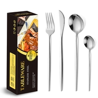 Tacamuri Portugheze, Flippy, Set din 24 de Piese din Otel Inoxidabil, 6 Cutie, 6 Furculite, 6 Linguri de Masa, 6 Linguri pentru Ceai, Argintiu