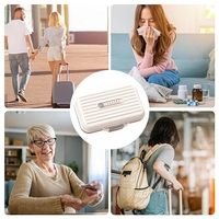 Cutie Medicamente, Flippy, Bej, 7 Compartimente, Portabila si Compacta, 11x7.2x3.5 cm, Ideala pentru Uzul Cotidian