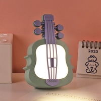 Lampa de Veghe, Flippy, cu Protectie pentru Ochi, Model Violina, Lumina Calda, Incarcare USB, ABS, 14.3x5x9.9 cm, Verde/ Mov