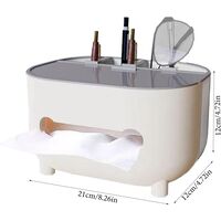 Suport pentru Servetele, Flippy, Cutie Multifunctionala, Design Minimalist, ABS, cu Suport pentru Obiectele Personale, pentru Birou, 21x12x12 cm, Gri