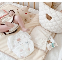 Patura Multifunctionala, Flippy, pentru Schimbat Scutec, Impermeabila, din Bumbac, 50 x 70 cm, Portabila, Model Ursulet, Bej