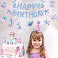 Banner Happy Birthday Sirena, Flippy, Colectia Mermaid, 17 Piese, Multicolor