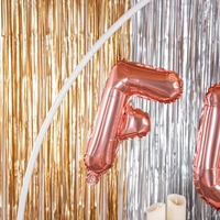 Balon Folie Metalizata Litera F, Flippy, 40 cm, Umflati cu Heliu sau Aer, Ambalaj Individual, Pai inclus, Rose Gold