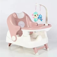 Scaun pentru Copii 2 in 1, Flippy, pentru Servit Masa si pentru Baie, Multifunctional, Pliabil, Portabil, din Plastic, Spatar Reglabil, 58 x 39 cm, Roz