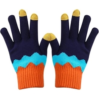 Manusi de Dama, Flippy, Model Ondulat, Functie Touchscreen (ecran tactil), Material Acril Tricotat, Manseta Elastica, Interior Catifelat, Marime Universala, Portocaliu/Albastru