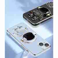 Husa de Protectie TPU 2in1, Flippy, pentru Apple iPhone 14 Plus, Astronaut cu Suport, Antisoc, Rezistenta la Impact, Protectie Camera, Albastru