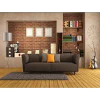 Set 10 Stickere de Perete, Flippy, Autoadezive, 70 x 77 cm, 2.5 mm Grosime, Suprafata Acoperita 5.3 mp, din PVC, Model Caramida, Maro