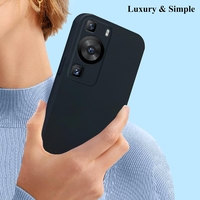 Husa de Protectie, Flippy, pentru Huawei P60 Pro, Liquid Silicone, cu Microfibra pe Interior, Protectie Antisoc, Compatibil Incarcare Wireless, Negru