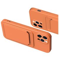 Husa protectie cu suport card compatibila cu Samsung A12 Portocaliu