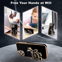 Husa de Protectie TPU 2in1, Flippy, pentru Apple iPhone 14 Pro Max, Astronaut cu Suport, Antisoc, Rezistenta la Impact, Protectie Camera, Negru