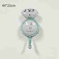 Balon din Folie Metalizata, Flippy, Mini Figurine Nunta, Model Inel de Logodna, Tematica Cerere in Casatorie, 46x23 cm, Ambalaj Individual, Pai Inclus, Umflare cu Aer sau Heliu, Albastru