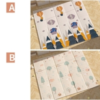 Covoras pentru Copii, Flippy, cu 2 Fete, Model Padure/Elefanti, din XPE+PE, Impermeabil, Antiderapant, Protectie Termica, +3 Luni, Pliabil, 180 x 200 x 1.5 cm, Multicolor