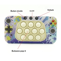 Jucarie interactiva tip consola pentru copii Flippy, speed push whack-a-mole, joc de viteza pop it, material ABS/silicon, cu nivele, sunete si lumini, 15.5 x 7.6 x 5.3 cm, model culori, multicolor