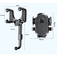 Suport Telefon Auto, Flippy, Pentru Oglinda Retrovizoare, din ABS, Reglabil 360°, Negru