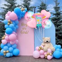 Baloane pentru GENDER REVEAL, Flippy, Model Petrecere, Set din 5 bucati, din folie de aluminiu, 55 x 61.5 cm Roz Albastru