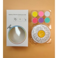 Set Pila Electrica pentru Copii si Bebelusi, Flippy, ABS, Incarcare USB, Model cu Flori, 6 Accesorii, cu Lumina LED, Alb