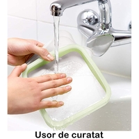 Caserola pentru sandwich Flippy, din silicon si polipropilena, portabil, usor de curatat, capac anti-scurgere, reutilizabil, 15.5 x 15.5 x 2.5 cm, verde