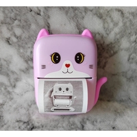 Mini Imprimanta Foto Portabila, Flippy, Incarcare USB, Bluetooth, Model Pisicuta, Print Alb-Negru, Roz