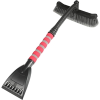 Perie de Zapada cu Racleta pentru Masina, Flippy, Multifunctionala, Rotativa, Demontabila, cu Maner Antiderapant, Aluminiu, Plastic, Fragmentarea Ghetii de pe Parbriz, Solutia pentru Iarna, pentru Dezghetare, 54x10.5x27 cm, Rosie