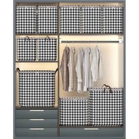 Cutie de Depozitare cu Fermoar, Flippy, Pliabila, Maner Ranforsat, Fermoar Rezistent, pentru Haine, Paturi, Plapumi, Perne, Lenjerii de Pat, Jucarii, 80 Litri, in Carouri, Alb-Negru