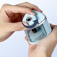 Ascutitoare Electrica Semi-Automata, Flippy, din Plastic, Baterii 2 x AA (neincluse), 6.5 x 6.5 x 7.5 cm, Albastru