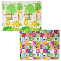 Covoras pentru Copii, Flippy, cu 2 Fete, Model Safari/Animale, din XPE+PE, Impermeabil, Antiderapant, Protectie Termica, +3 Luni, Pliabil, 150 x 200 x 1 cm, Multicolor