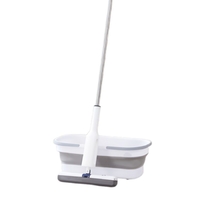 Set Mop Telescopic cu Galeata Pliabila, Flippy, Gri, 32 cm, Maner Reglabil 140 cm, Sistem de Stoarcere Usor si Eficient