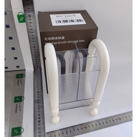 Cutie pentru Depozitare Cosmetice, Flippy, pentru Pensule, Creioane si Buretei, 4 Compartimente, din Plastic, 12 x 10 x 20 cm, Alb