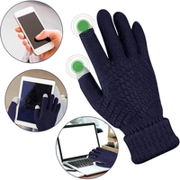 Manusi de Dama, Flippy, Functie Touchscreen (ecran tactil), Material Acril Tricotat, Manseta Elastica, Interior Catifelat, Marime Universala, Albastru Marin