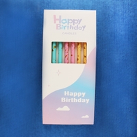 Set 6 Lumanari Lungi, Flippy, din Parafina, 10 x 0.5 cm, Happy Birthday, Multicolor