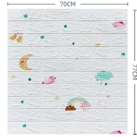Set 10 Placi Tapet 3D, Flippy, 70 x 77 cm, Grosime 3 mm, din Polietilena, Tip Caramida, Model Curcubeu, Suprafata acoperita 5.3 mp, Alb