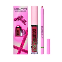 Set 2 Produse de Buze, Kevin&Coco, Attractive, Creion de Buze si Ruj Lichid, Roz