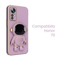 Husa de Protectie 2 in 1, Flippy, Husa de Protectie pentru Honor 70, Model Astronaut, Husa cu Suport, din TPU, Mov