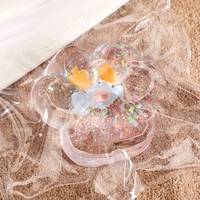 Jucarie Antistres Squishy, Flippy, cu Revenire Lenta, Squeeze Pinch Family, Model Cat Paw, 6.5 x 7 cm, din Tpr, 4-6 Ani, Model 6 Ocean, Transparent